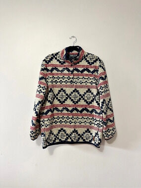 Roots Geometric Pattern Sweater in Cream & Blue